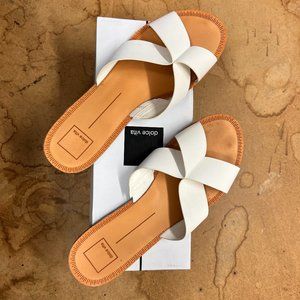 White Leather Dolce Vita Slides - Size 10